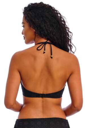 Achterzijde zwarte halter bikini top van Freya